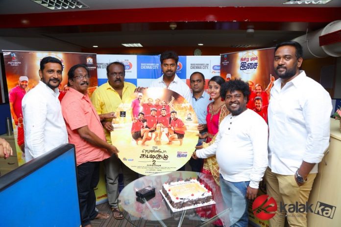 Vennila Kabaddi Kuzhu 2 Movie Audio Launch held at Hyderabad. Vikranth, Arthana Binu, Selva Sekaran, V. Selvaganesh, E. Krishnasamy at the event.