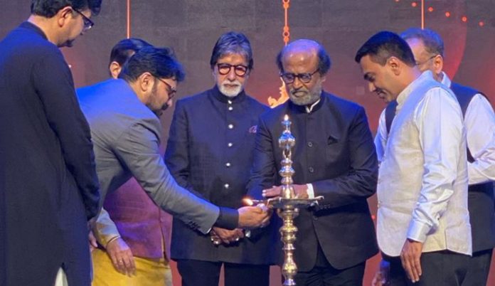 Rajinikanth and Amitabh Bachchan at the inauguration of IFFI 2019