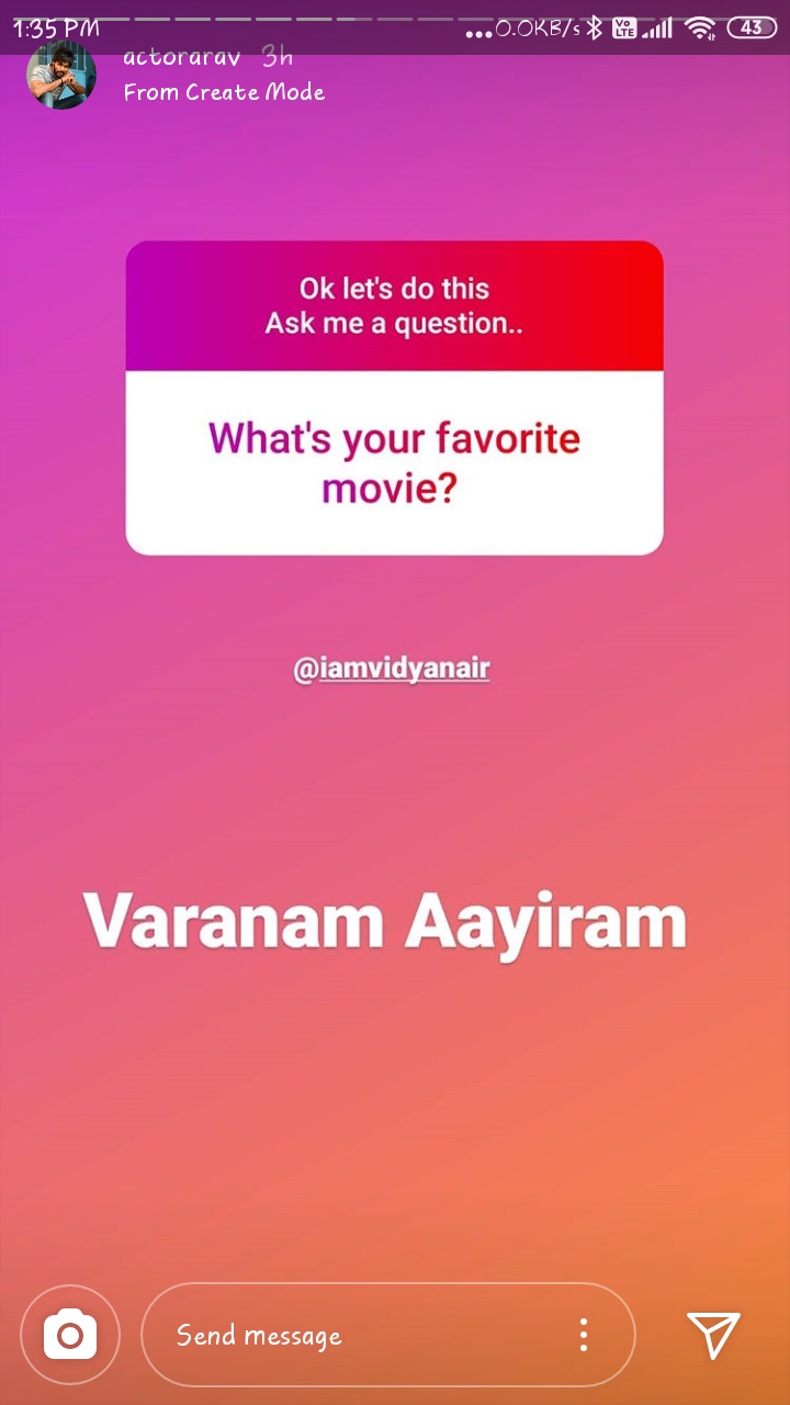 Arav About His Favourite Movie