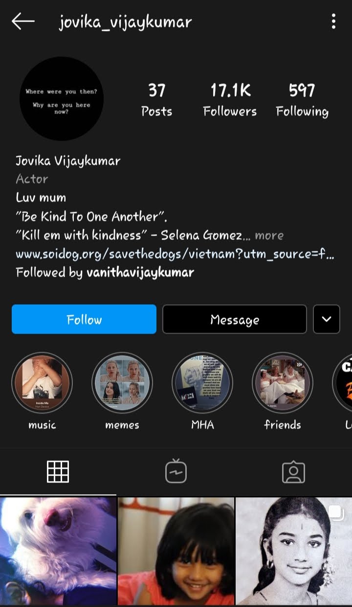 Jyovika Instagram Profile