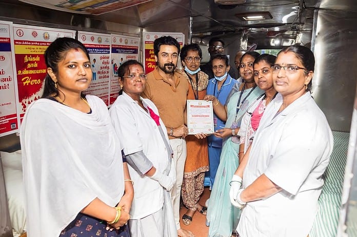 Actor Suriya who donated blood on his birthday